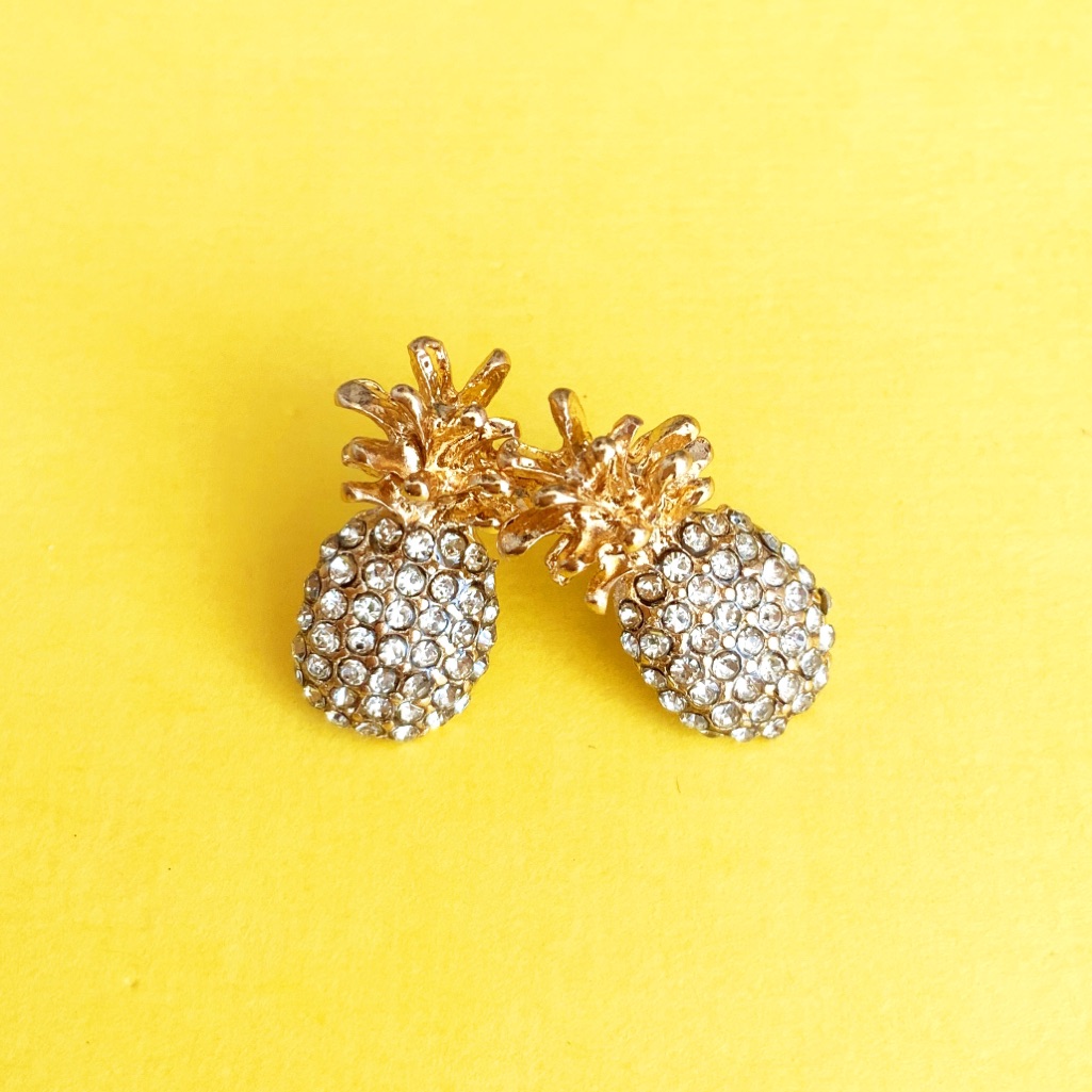 Rhinestone Pineapple Stud Earrings